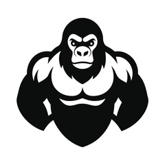Strong Gorilla Mascot Logo Design Powerful Ape Fitness and Sports Emblem Illustration