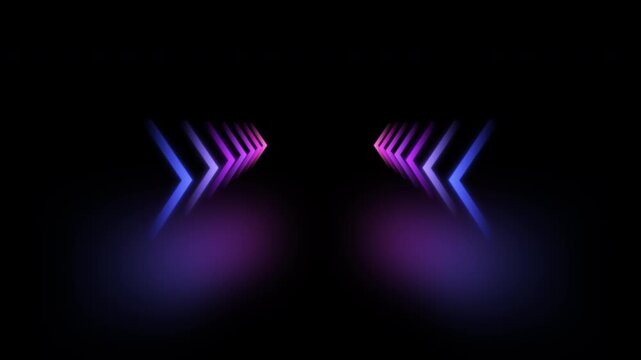 Colorful neon arrows glowing on transparent background alpha, appearing along motion path and disappearing, looping animation, vibrant light effect for VFX, compositing, video overlay.