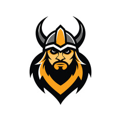 Viking Warrior Mascot Logo Design Fierce Norse Fighter Head Vector Illustration Art