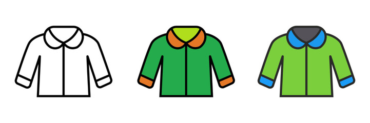 Set of minimalist shirt icons with transparent background, depicting apparel symbols for casual wear, garment design, fashion elements, and clothing store signs, vector illustration