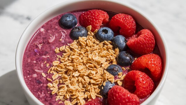 Bowl of Fruity Delight. A Colorful Mix of Textures and Flavors in a White Bowl.