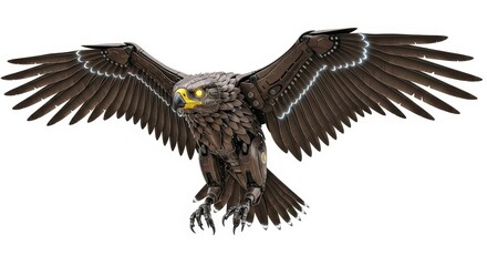 Fototapeta premium Mechanical Eagle Robot Bird Automation Avian Predator Technology Wildlife Concept