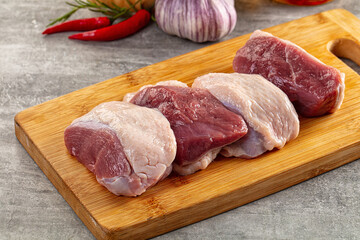 Raw duck breast fillet medallion