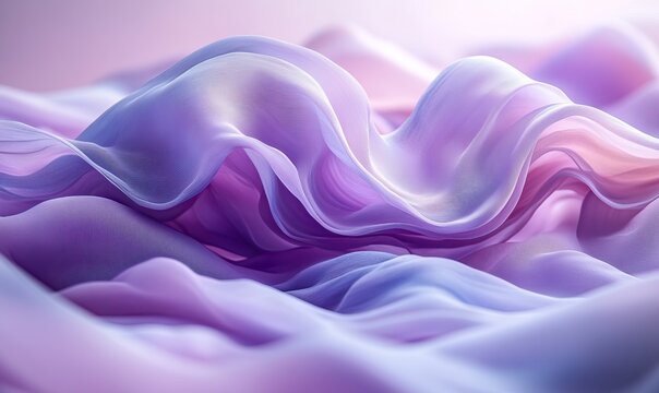 Soft flowing violet and lavender fabric abstract background with smooth silky waves