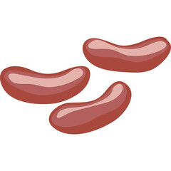 Three Raw Sausages Isolated on White Background Flat Graphic Design Style for Culinary Use and Food Illustration