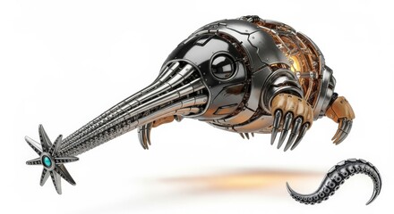 Steampunk Armadillo Robot Design Futuristic Engineering Robotic Animal Machine Technology Artificial Intelligence Mechanical Tentacle Sculpture