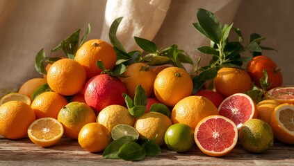 Citrus Symphony. A Medley of Textures and Colors in Harmonious Arrangement.