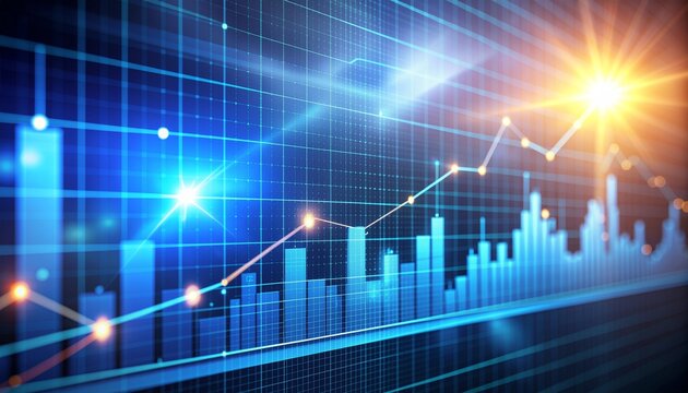 Stunning financial growth chart showing positive business trends and market success, great for annual reports and investment strategies, vibrant blue tones