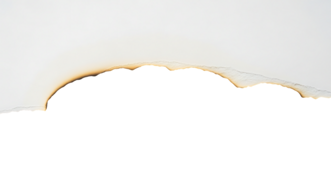 Burnt paper edge  on transparent background. Burning edge torn paper texture for Design elements