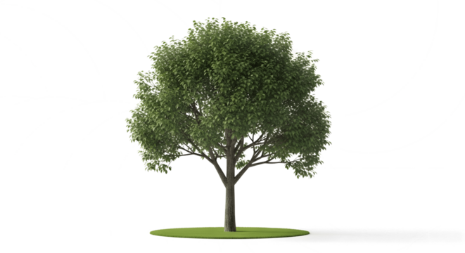 Lush green tree with transparent background for easy integration into landscape designs and projects