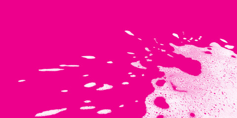 Motion blur vibrant and abstract bright solid hot pink background contrasted with an area of white foam or splashing liquid