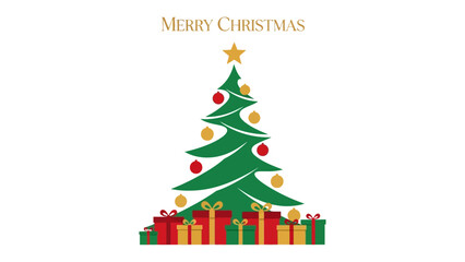 Festive Holiday Cheer: A beautifully adorned Christmas tree, crowned with a star, stands amidst wrapped gifts, radiating seasonal joy and warmth.