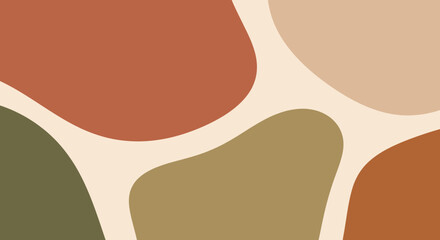 Abstract earthy tones background, organic shapes in terracotta, tan, beige, and olive green