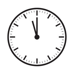 Simple analog clock face showing almost twelve oclock