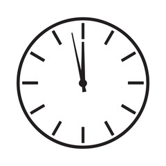 Simple analog clock face showing almost midnight or noon