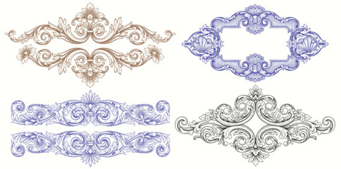 Calligraphic Design Elements and Page Decoration. vintage vector hand drawn swirls for design