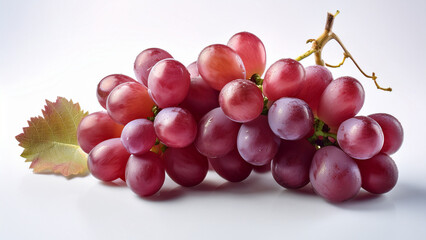 Red grapes bunch on clean white background