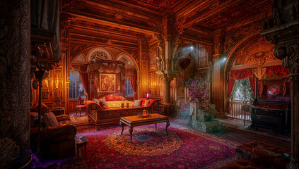 Ornate Vintage Living Space with Majestic Touches