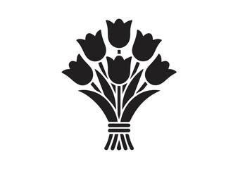 Tulips bouquet icon, Tulips bouquet solid vector