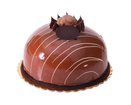 Delicious Chocolate Cake Dome with Hazelnut Topping a Delightful Dessert for Celebrations and Special Occasions a Sweet Treat with Creamy Frosting and Decadent Flavors on Transparent