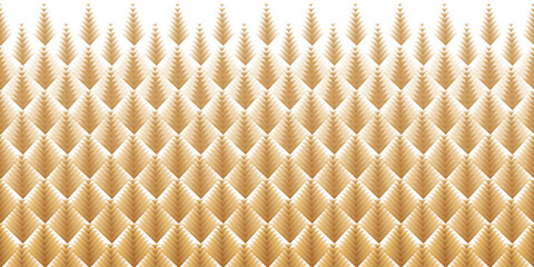 Halftone vector texture of geometric gold diamonds. Seamless fading pattern. Abstract technological soft transition for background and backdrop. Gradient transition lattice