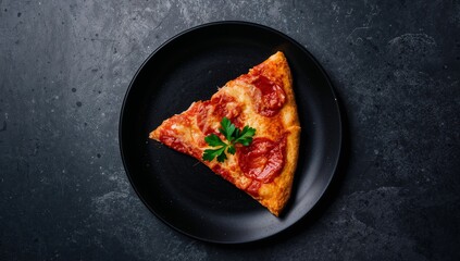 Culinary Triangle. Slices of Satisfaction on a Dark Canvas Visual Symphony of Flavors.