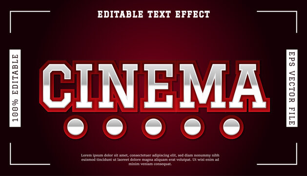 Cinema editable text effect with a vintage marquee style for movie titles and entertainment designs. Vector illustration template