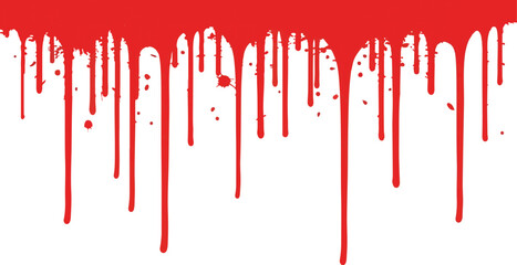 Vivid red streaks drips and splashes on a clean white backdrop create a striking visual contrast