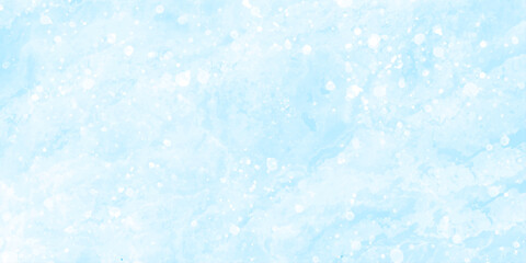 Watercolor grunge stain with hand paint pattern on blue and  white splash with beautiful bokeh and bubble canvas. Blue watercolor vector snowflake background. hand paint watercolor and paper texture.
