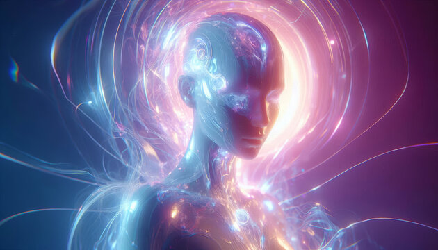 Ethereal Cyberpunk Avatar with Internal Light
