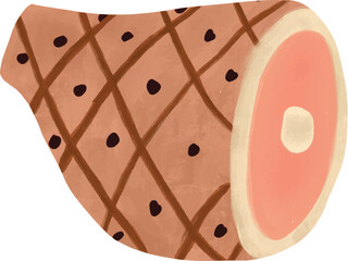 Glazed Holiday Ham Watercolor Illustration