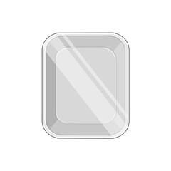 White empty styrofoam food tray iIllustration. Isolated On White Background.