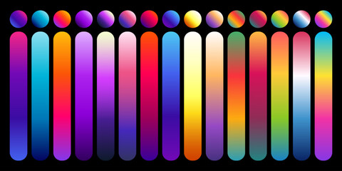 Vibrant gradient color palette swatches with a modern aesthetic suitable for digital design