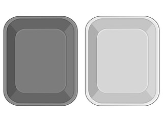 Black And White Plastic Food Tray. Styrofoam food tray illustration. Isolated On White Background.