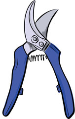 Blue garden pruning shears tool vector illustration