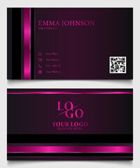 Business Card Design Elegant Template with Pink Accents and Modern QR Code Feature