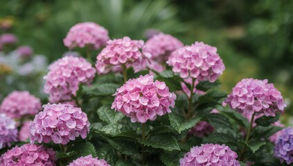Obraz premium Floral Abundance. A Serene Cluster of Delicate Pink Blossoms in Soft Focus.