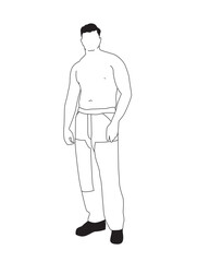 Line art portrait of a young male model - vector illustration svg