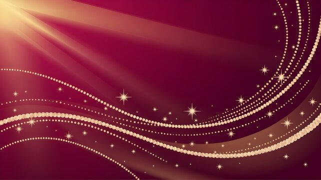 Elegant burgundy background with golden light rays and sparkling dots, creating a luxurious and festive atmosphere for celebrations and special events
