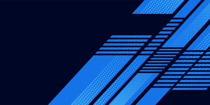 Abstract blue banner design vector, dynamic sporty horizontal background template for media promotion or web banner