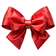 Red satin ribbon bow isolated