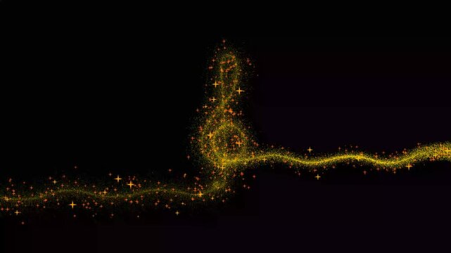 Musical sound equipment, music note, line, golden light, wave, golden luxury glitter light circle trail sparkling star dust spiral particle magic light effect curve trail magic sparkling bokeh effects