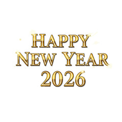 “Happy New Year 2026” in shiny gold font with elegant firework bursts and glitter lines, simple traceable design for adult theme.