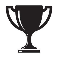 A black trophy icon isolated on a, representing achievement and victory