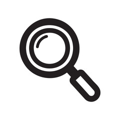 A black magnifying glass icon isolated on a, symbolizing search and discovery