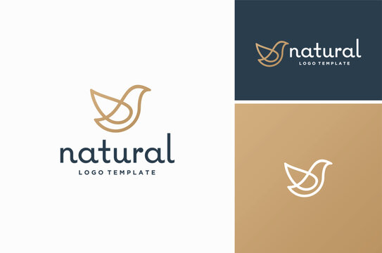 Luxury Pigeon Dove Bird logo design with minimal simple line art style