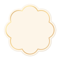 Blank 3D abstract flower frame with golden border isolated