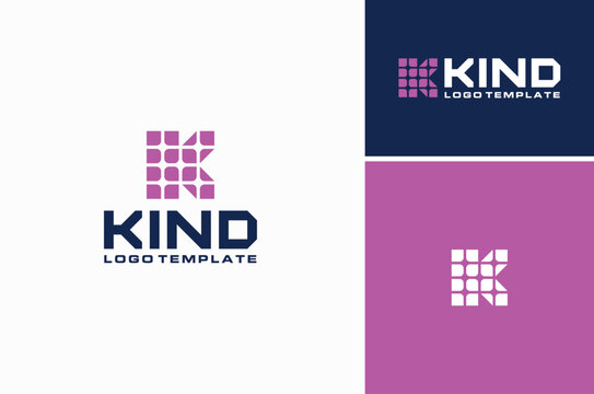 Initial Letter K with Grid Panel Modern Logo Design