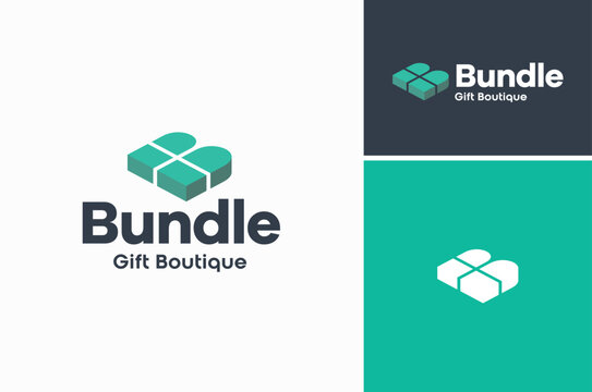 Initial Letter B Bundle Box Ribbon Bow for Gift Package Present minimalist simple logo design