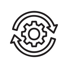 Gear with circular arrows icon, representing process, workflow, or automation